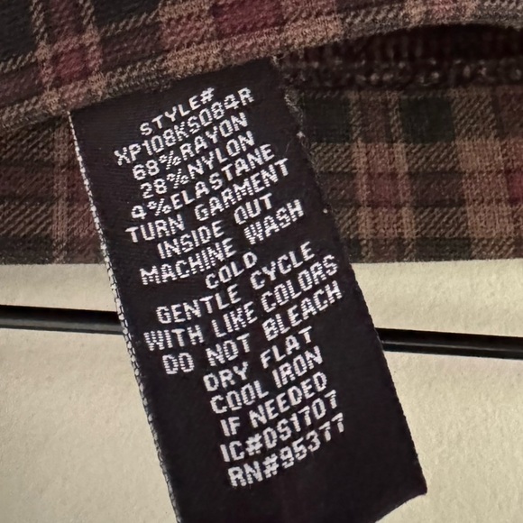 SANCTUARY KNIT LEGGINGS BURGUNDY BLACK AND BROWN PLAID SIZE MEDIUM EUC - Picture 2 of 7